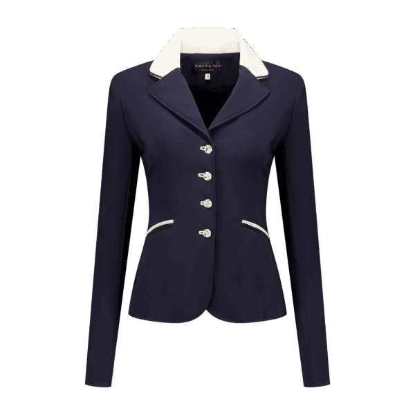 Blauw rijjasje met off-white details Navy & Tan